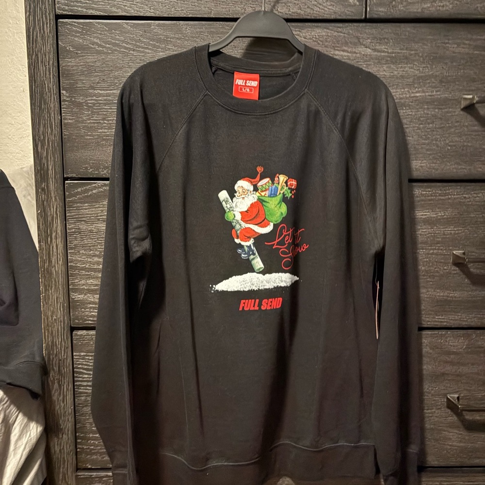 Full Send Black Santa Crewneck Sweater
